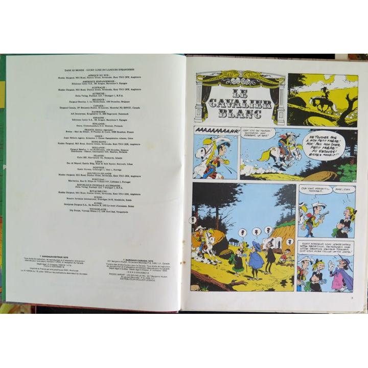 Bande dessinée LUCKY LUKE Le Cavalier Blanc Morris et Goscinny Dargaud 1975