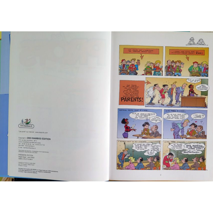 Bande dessinée LES PROFS Tome 5 Chute des cours Pica Erroc Bamboo 2003