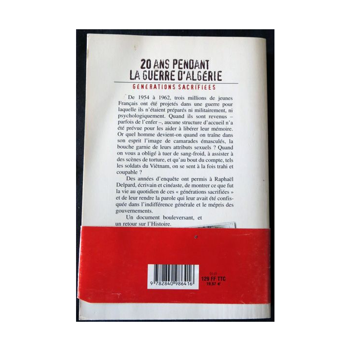 20 ans pendant la guerre d'Algérie de Raphaël Delpart aux Editions Michel Lafon