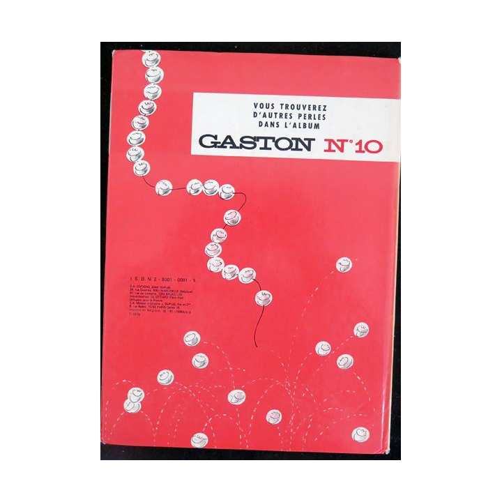 Bande dessinée GASTON 9 Le cas Lagaffe Franquin Dupuis 1977