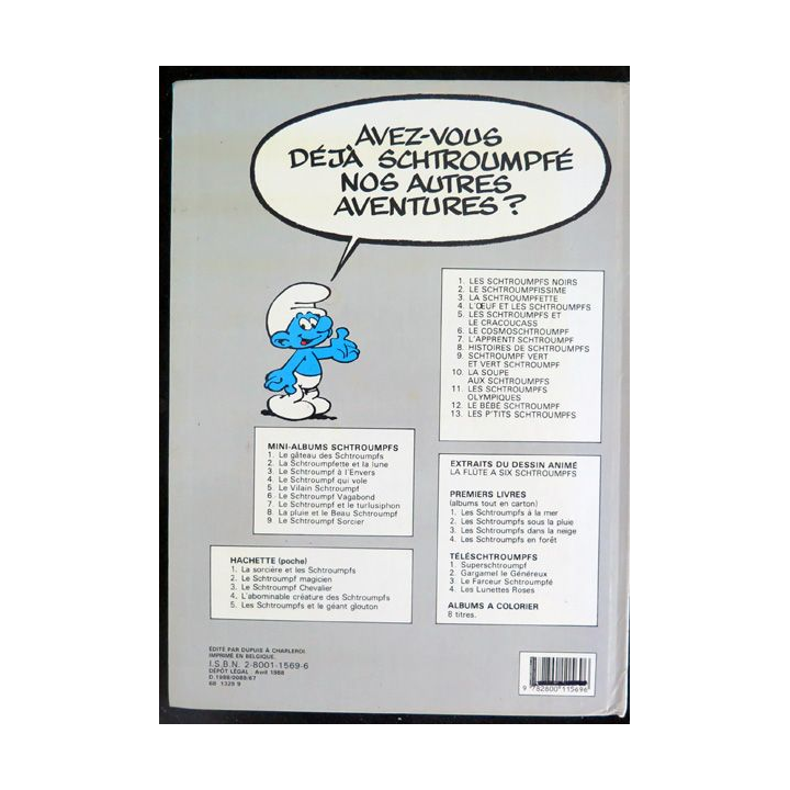 Bande dessinée LES P'TITS SCHTROUMPFS et le schtroumpf robot Dupuis 1988