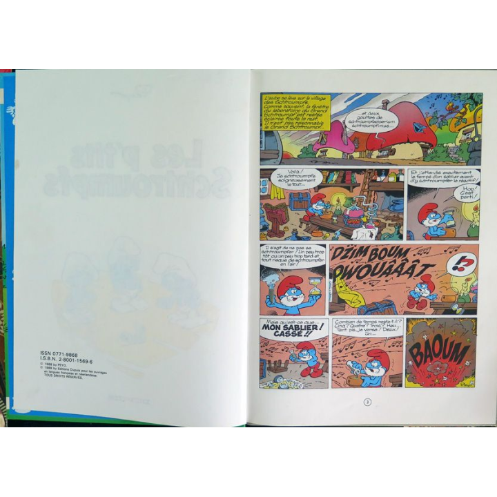Bande dessinée LES P'TITS SCHTROUMPFS et le schtroumpf robot Dupuis 1988