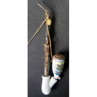 Pipe tyrolienne en bois  et céramique 27 cm de longieur