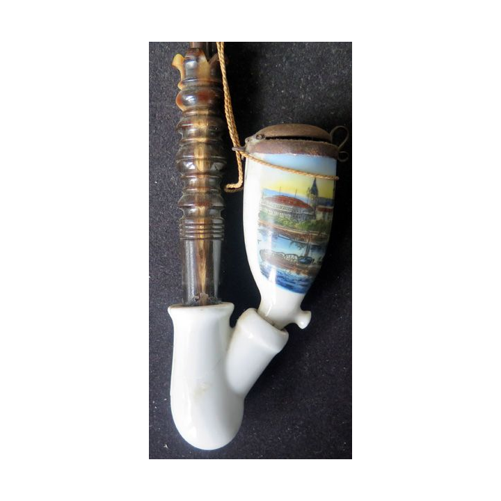 Pipe tyrolienne en bois  et céramique 27 cm de longieur