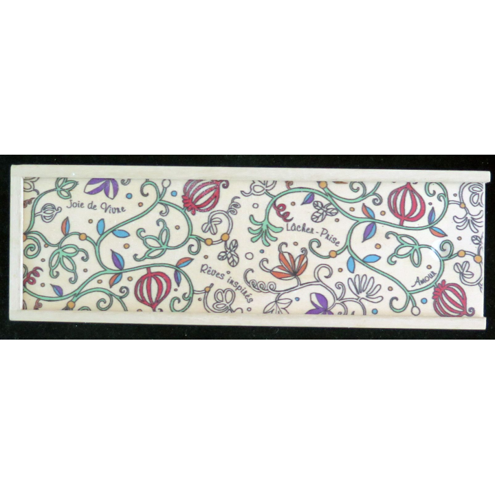 Boite en bois décorée 26,5 x 8,7 x 6,4 cm