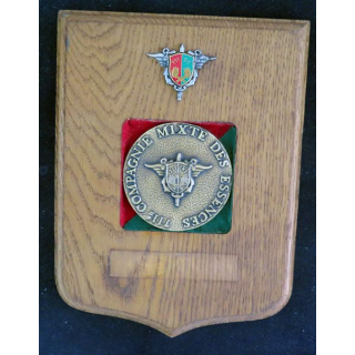 711° CME : médaille sur plaque en bois avec insigne de la  711° compagnie mixte des essences 