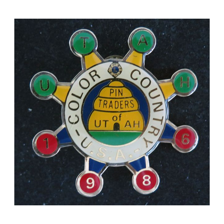 LIONS CLUB : insigne émaillé Pin traders of Utah Color Country USA 1986