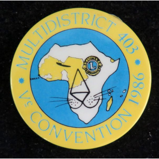 LIONS CLUB : insigne Multidistrict 403 AFRIQUE V° Convention 1986 