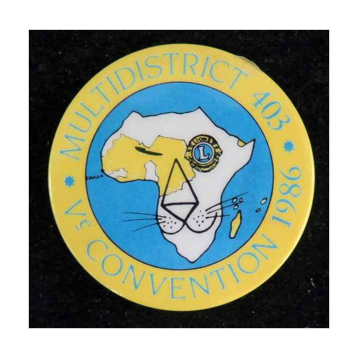 LIONS CLUB : insigne Multidistrict 403 AFRIQUE V° Convention 1986 