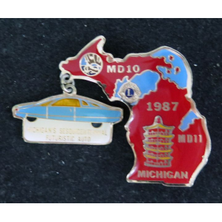 LIONS CLUB : insigne Multidistrict MD 10 et MD 11 MICHIGAN 1987  Michigan's