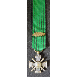 FRANCE : Médaille miniature de la Crox de guerre 1939 1940 Vichy avec palme