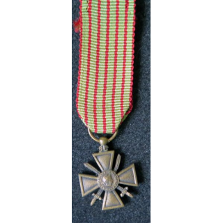 FRANCE : Médaille miniature de la Crox de guerre 1914 1918