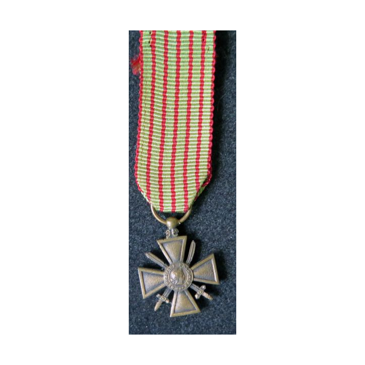 FRANCE : Médaille miniature de la Crox de guerre 1914 1918