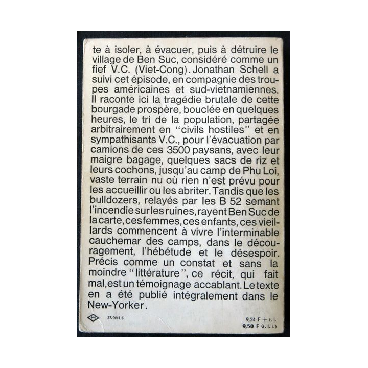 Le village de Ben Suc de Jonathan Schell aux Editions Grasset