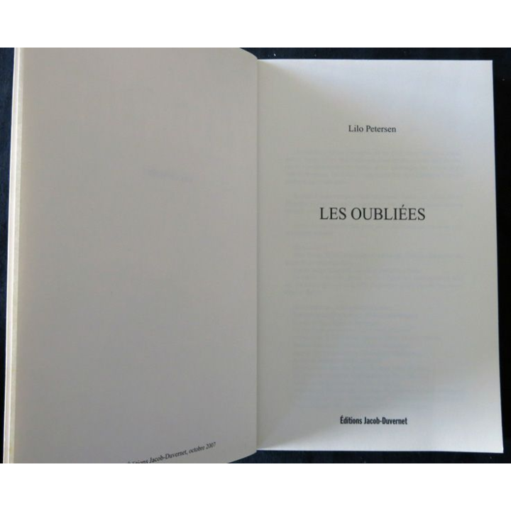 Les oubliées de Lilo Petersen aux Editions Jacob-Duvernet