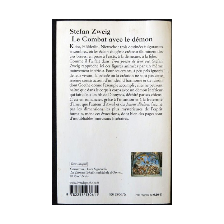 Le combat avec le démon de Stefan Zweig aux Editions Le Livre de Poche