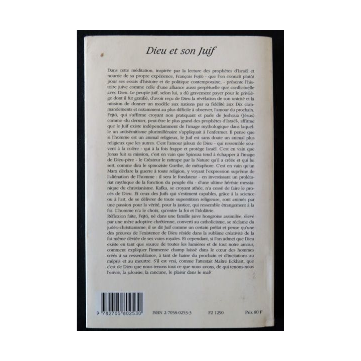 Dieu et son juif de Francois Fejtö aux Editions Pierre Horay
