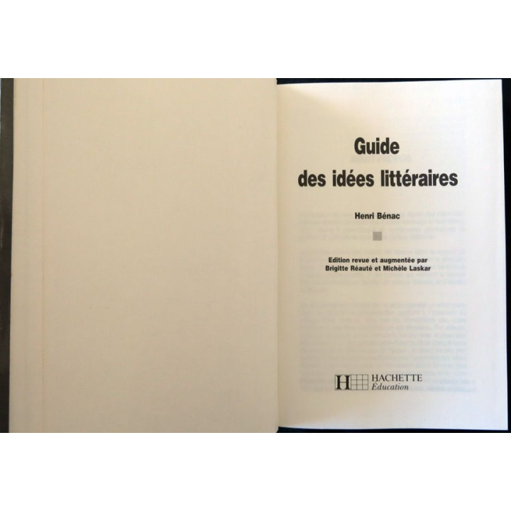 Guide des idées Littéraires de Henri Benac aux éditions Hachette