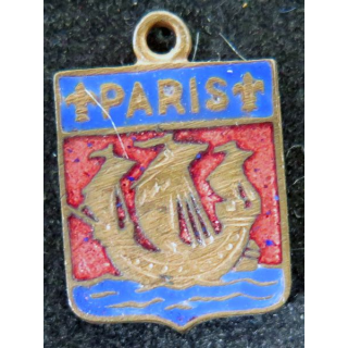 BLASON PARIS : écu en émail de la ville de Paris 1,7 cm x 1 cm 