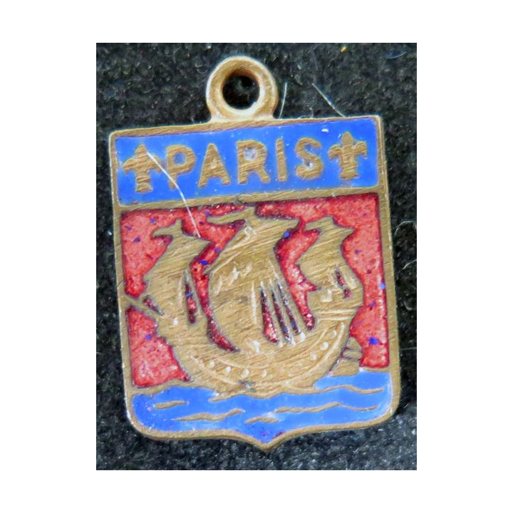 BLASON PARIS : écu en émail de la ville de Paris 1,7 cm x 1 cm 