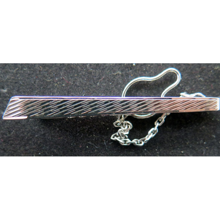 épingle de cravate en argent 925° avec poinçon et chainette de sécurité de longueur 5,7 cm