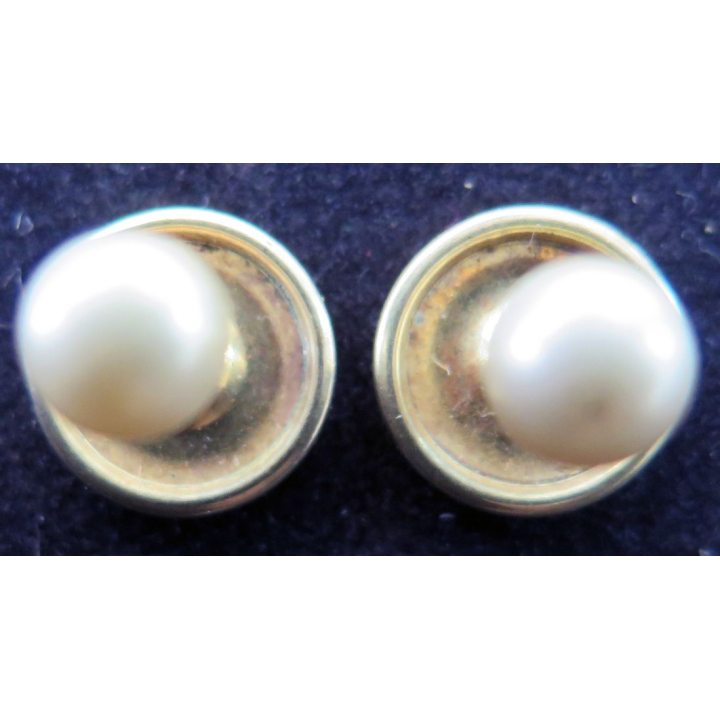 Paire de boutons de chemise à plastron en perle vissée sur support plaqué or LAMINOR GBMM