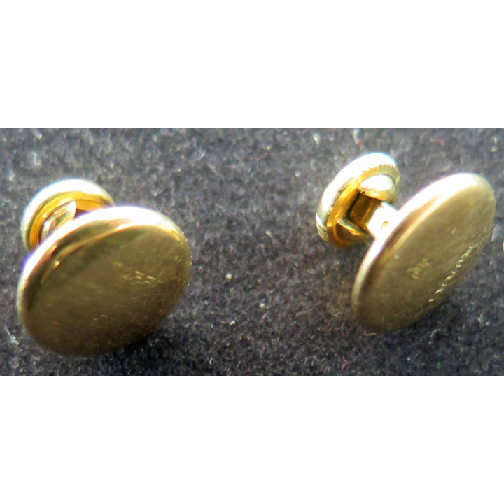 Paire de boutons de chemise à plastron en plaqué or signés Murat