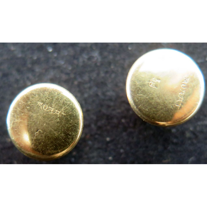 Paire de boutons de chemise à plastron en plaqué or signés Murat