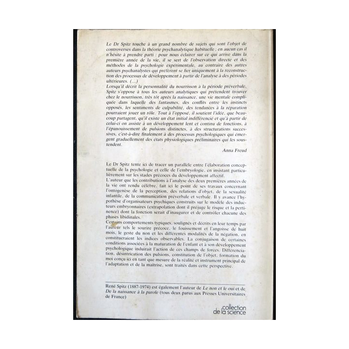 L'Embryogénèse du moi de René A. Spitz aux éditions Complexe