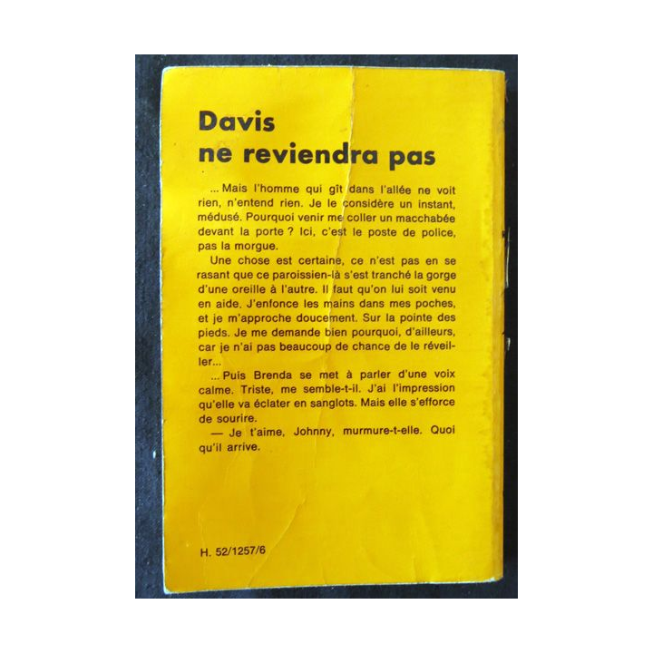 Davis ne reviendra pas deJack Ripley aux éditions Librairie des Champs- Elysées