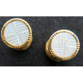 Paire de boutons en nacre et métal doré Vintage
