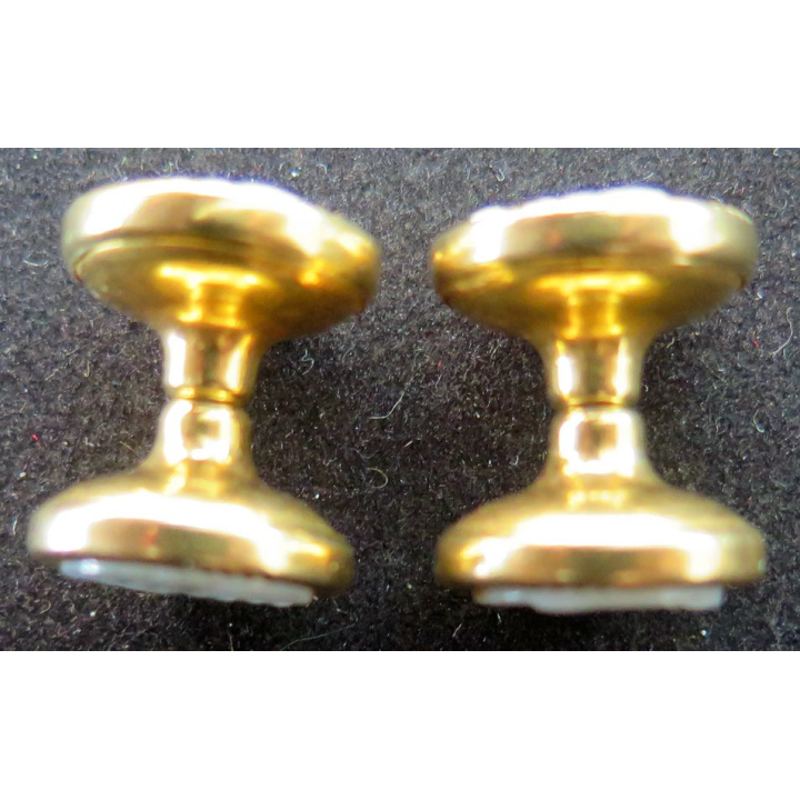 Paire de boutons en nacre et métal doré Vintage