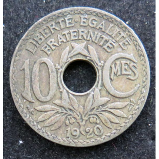 FRANCE : Pièce de 10 centimes Lindauer 1920
