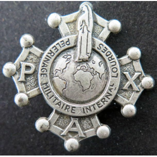 PMI : 7° pèlerinage militaire international de Lourdes en 1965 argenté foncé