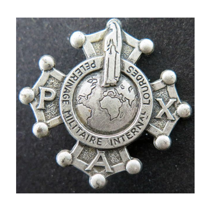 PMI : 7° pèlerinage militaire international de Lourdes en 1965 argenté foncé