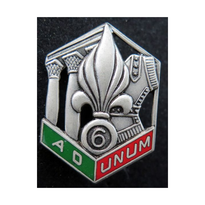 6° REG : Insigne métallique du 6° Régiment étranger de Génie de fabrication Guy Danigo (GD) G. 4157 en émail 