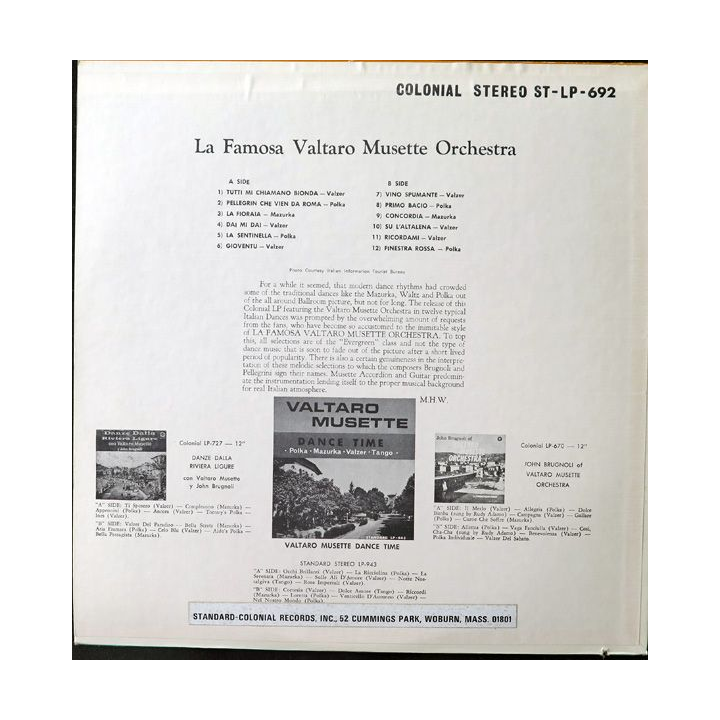 DISQUE 33 TOURS : La Famosa Valtaro musette orchestra (italien)