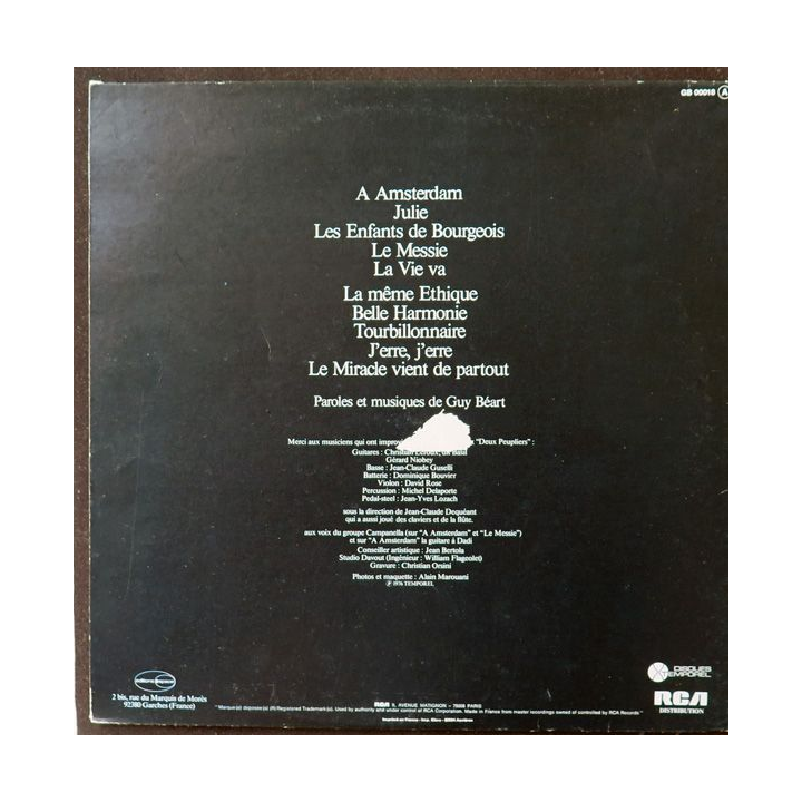 DISQUE 33 TOURS : Guy Béart Chansons de notre temps et d'espérance