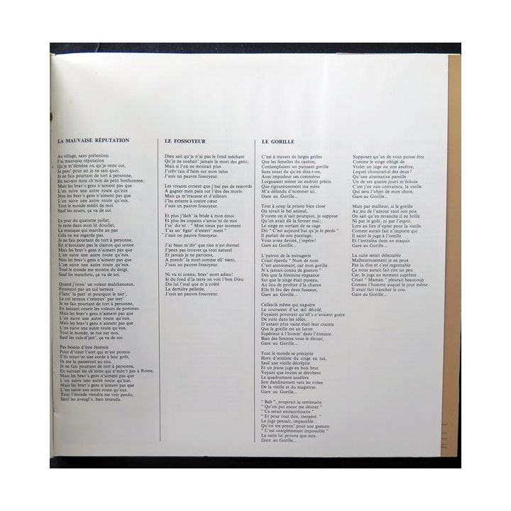 DISQUE 33 TOURS : Georges Brassens La mauvaise Réputation vol 1