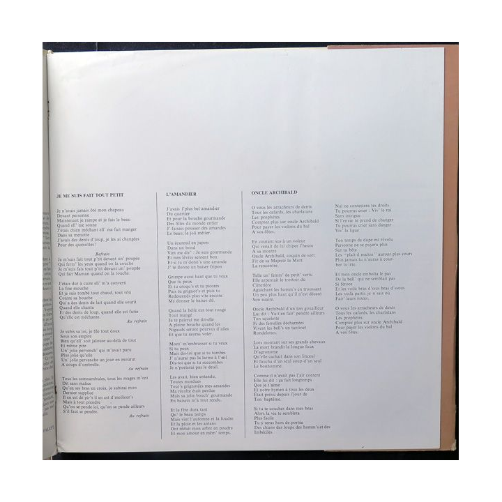 DISQUE 33 TOURS : Georges Brassens Chanson Je me suis fait tout petit vol 4