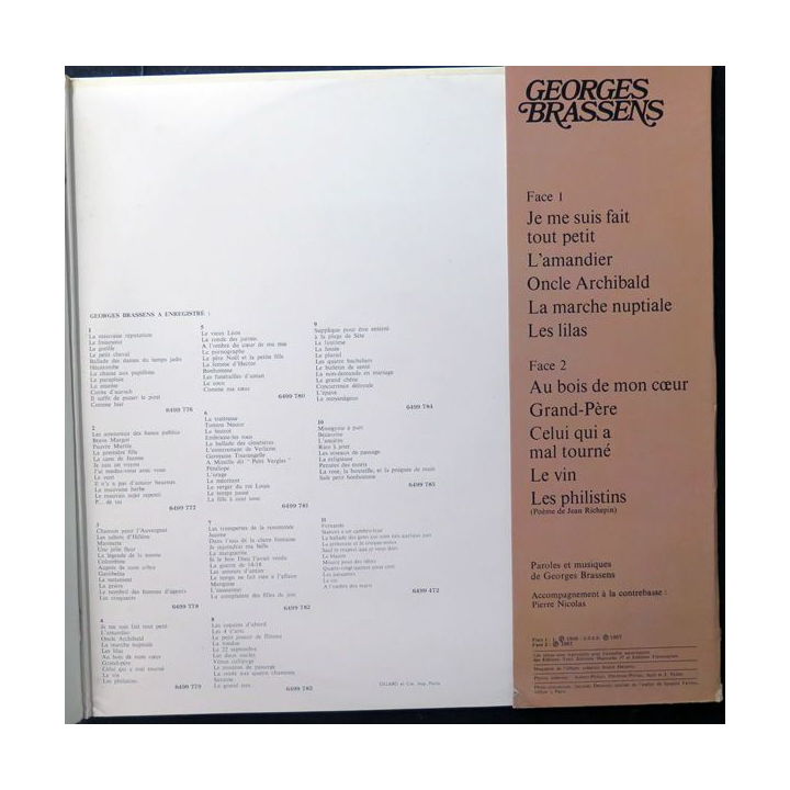 DISQUE 33 TOURS : Georges Brassens Chanson Je me suis fait tout petit vol 4
