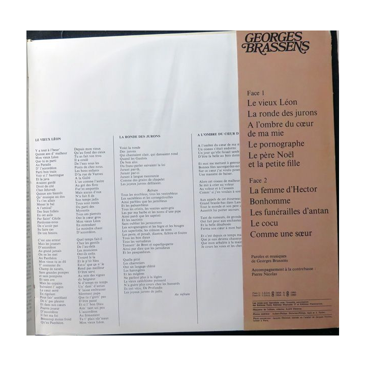 DISQUE 33 TOURS : Georges Brassens Le Pornographe vol 5