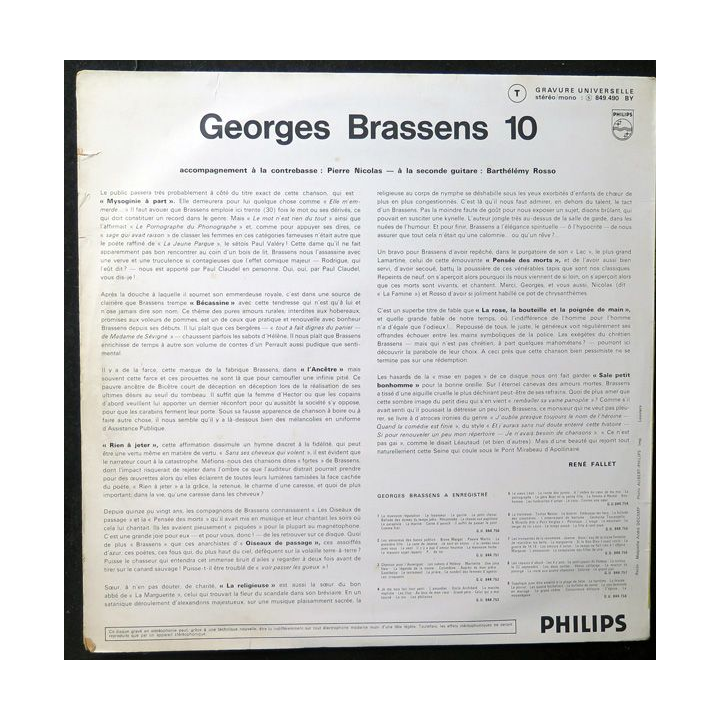 DISQUE 33 TOURS : Georges Brassens vol 10