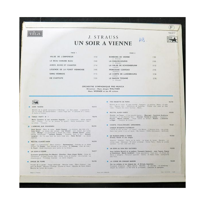 DISQUE 33 TOURS : Un soir à Vienne