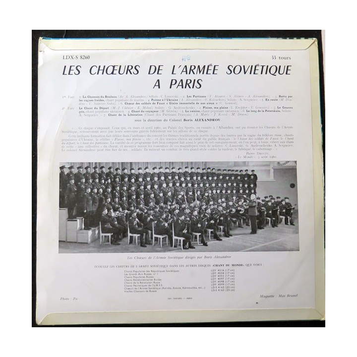 DISQUE 33 TOURS : Les Choeurs de l'armée soviétique à Paris avec Boris Alexandrov