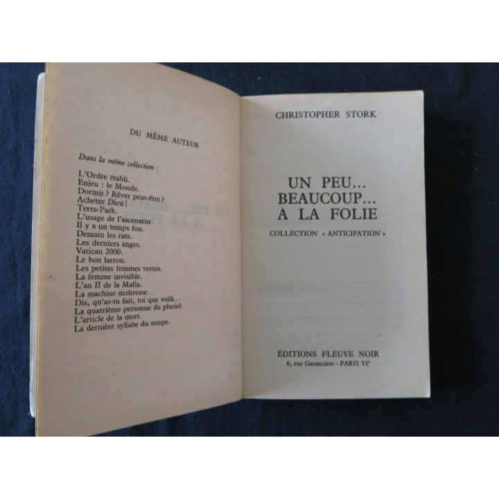 Un peu beaucoup à la folie de Chistopher Stork aux Editions Fleuve Noir