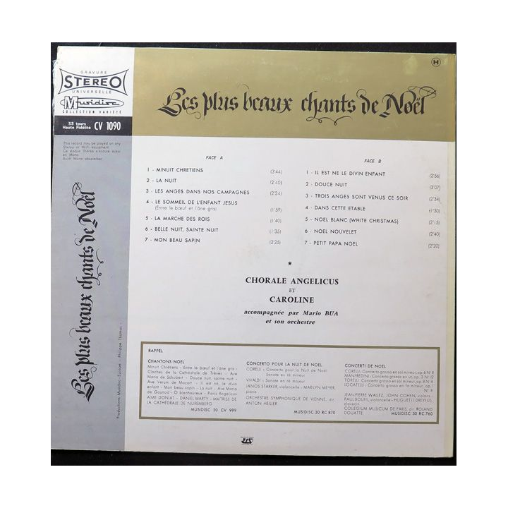 DISQUE 33 TOURS : Les plus beaux chants de Noël