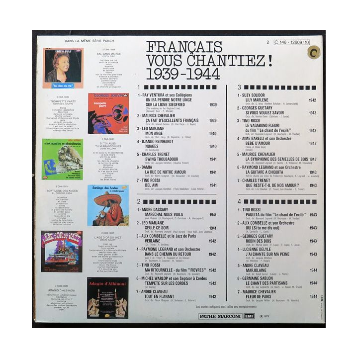 Album 2 disques 33 tours Français Vous Chantiez 1939 - 1944 