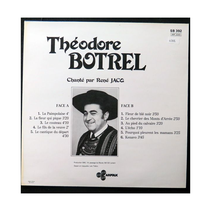 DISQUE 33 TOURS : Théodore Botrel Chanté par René Jacq