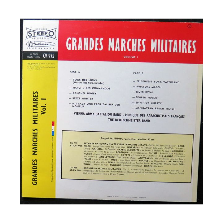 DISQUE 33 TOURS : Grandes marches militaires 
